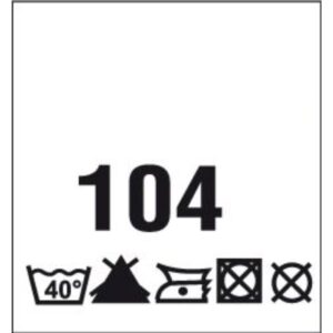 Õmmeldav suurusesilt hooldusjuhistega, 200 tk, suurus 104