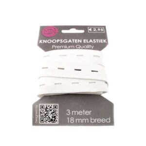 Kumm nööpaukudega, 18 mm, valge, 3 m rull