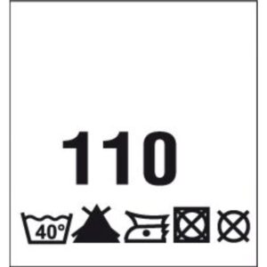 Õmmeldav suurusesilt hooldusjuhistega, 200 tk, suurus 110