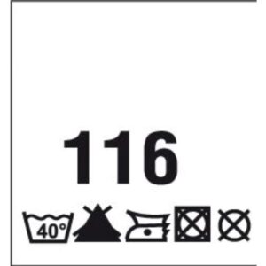 Õmmeldav suurusesilt hooldusjuhistega, 200 tk, suurus 116