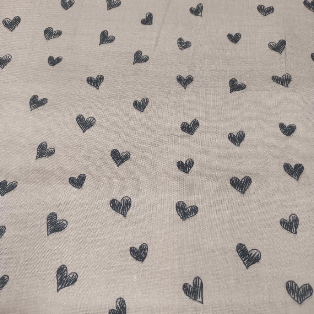 Musliin - südamed, hallikas-beež