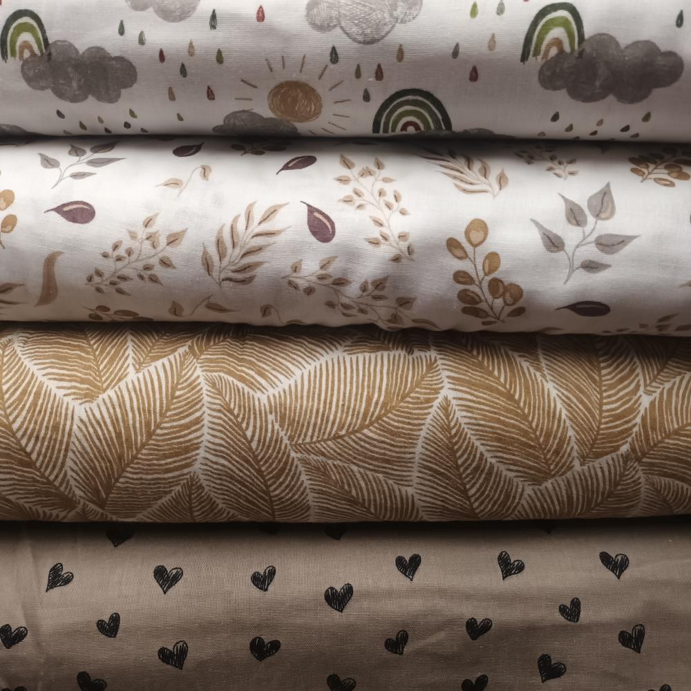 Musliin - südamed, hallikas-beež - Image 3