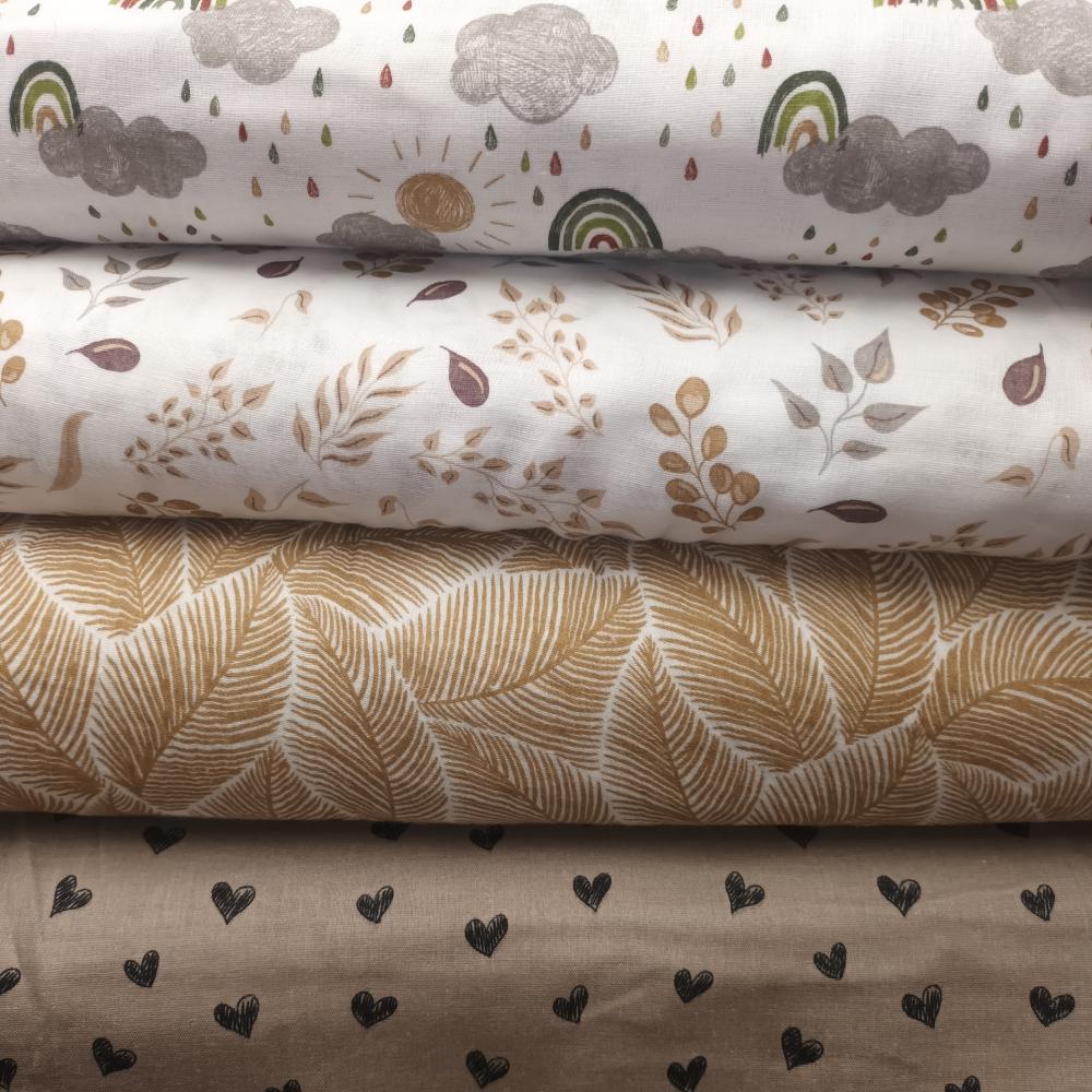 Musliin - südamed, hallikas-beež - Image 2