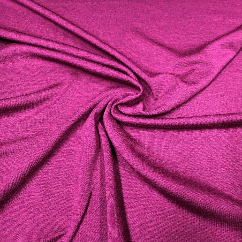 Meriino interlock - 250 g/m², meleeritud tumeroosa/ploomiroosa