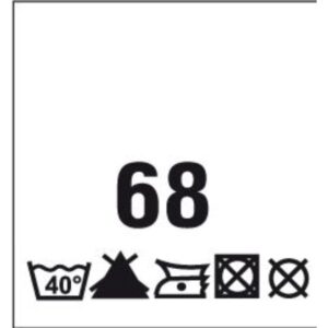 Õmmeldav suurusesilt hooldusjuhistega, 200 tk, suurus 68