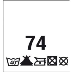 Õmmeldav suurusesilt hooldusjuhistega, 200 tk, suurus 74