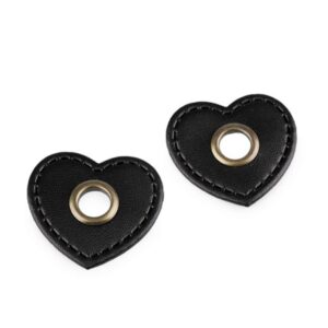 Kunstnahast aplikatsioon avaga, südamekujuline, must kuldse avaga