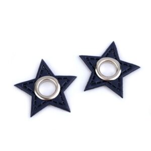 Kunstnahast aplikatsioon avaga, tähekujuline, tumesinine niklist avaga