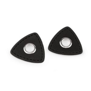 Kunstnahast aplikatsioon avaga, kolmnurkne, must hõbedase avaga