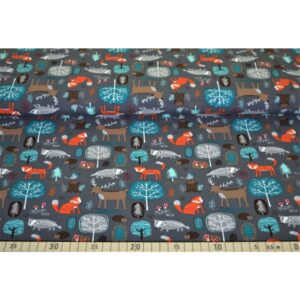 Trikotaaž – põdrad, rebased, siilid, hall