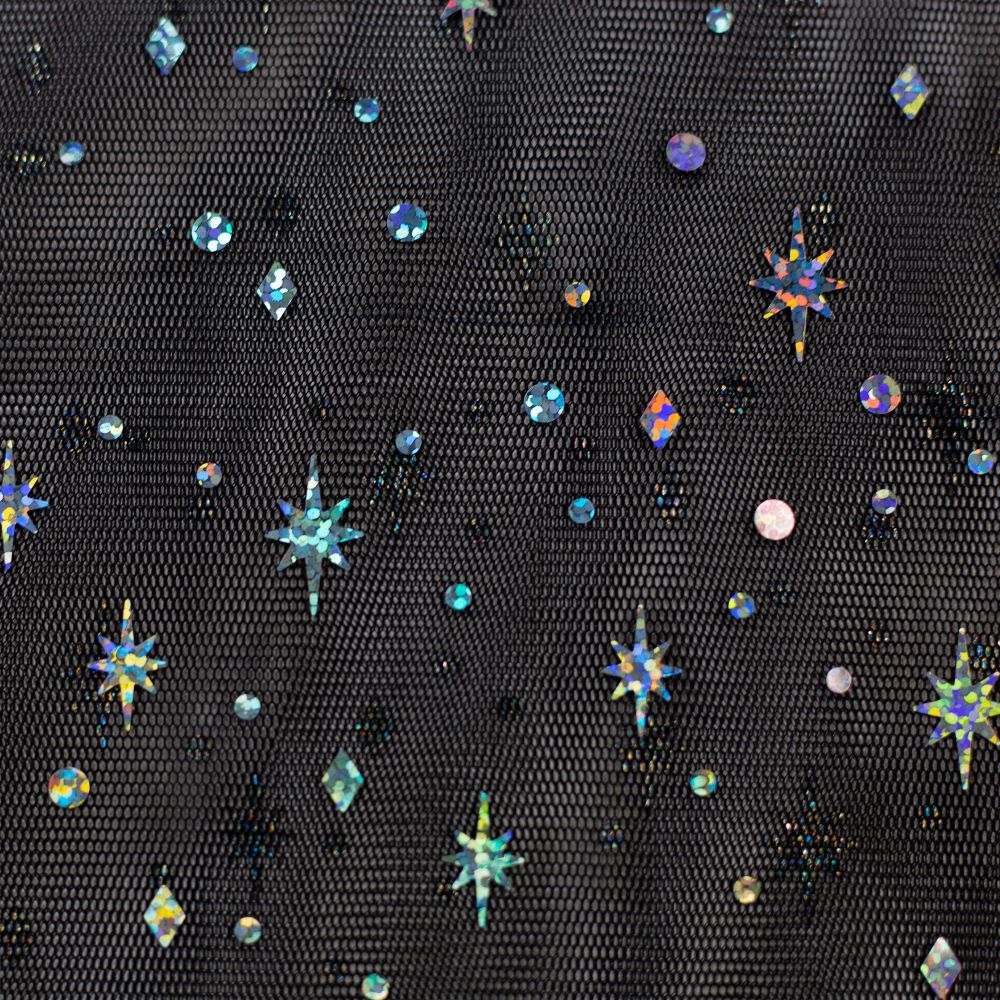 Tüll - must, fooliumtähtedega - Image 2