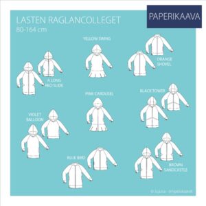 Paberlõige - laste raglaanlõikega tuunika, dressipluus, kardigan, suurus 80-164