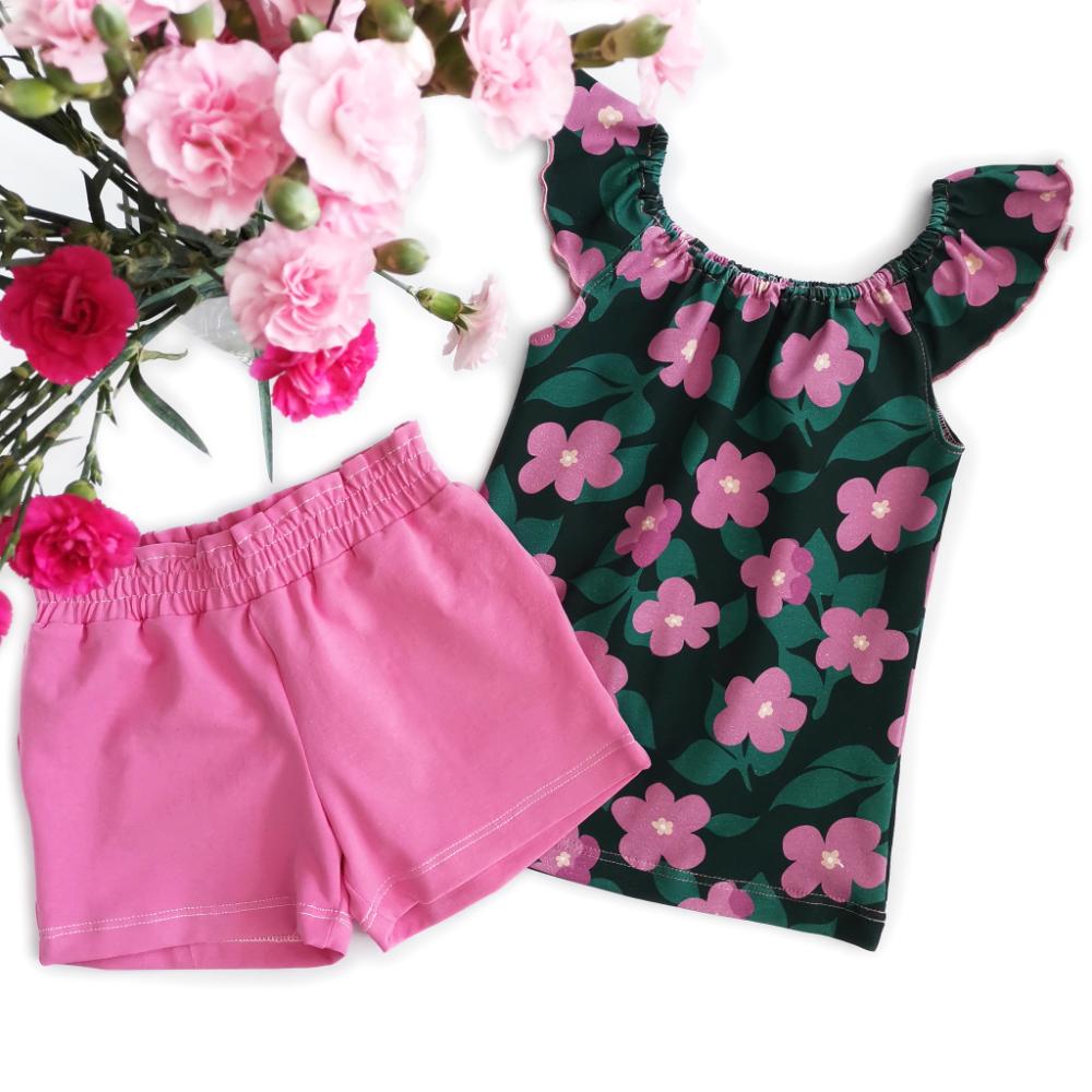 Paberlõige - laste satsidega pluus ja lühikesed püksid MINTTU&MAARIA, suurus 98-158 - Image 3