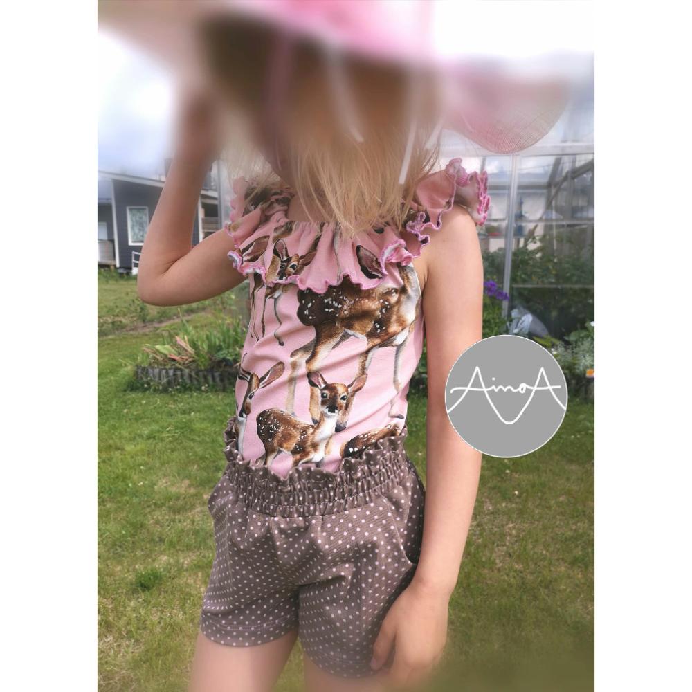 Paberlõige - laste satsidega pluus ja lühikesed püksid MINTTU&MAARIA, suurus 98-158 - Image 4