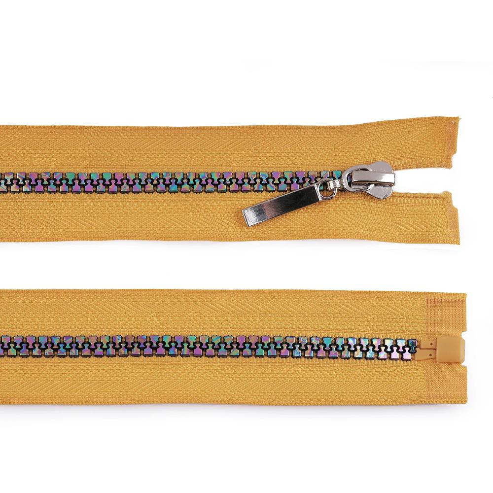 Traktorlukk, vikerkaarevärviliste hammastega, alt lahtikäiv, 5 mm, 60 cm, kollane