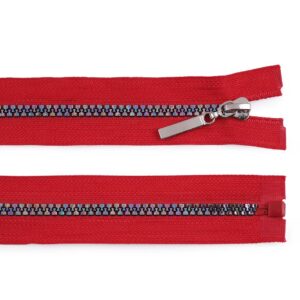 Traktorlukk, vikerkaarevärviliste hammastega, alt lahtikäiv, 5 mm, 40 cm, punane