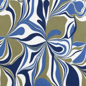 Trikotaaž - abstraktsed lilled sinise ja rohelisega