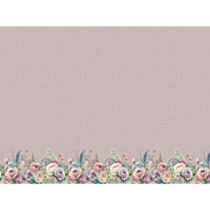 Trikotaaž - suured lilled, vanaroosa, muster ühes ääres, disainerkangas by JESSY SEWING