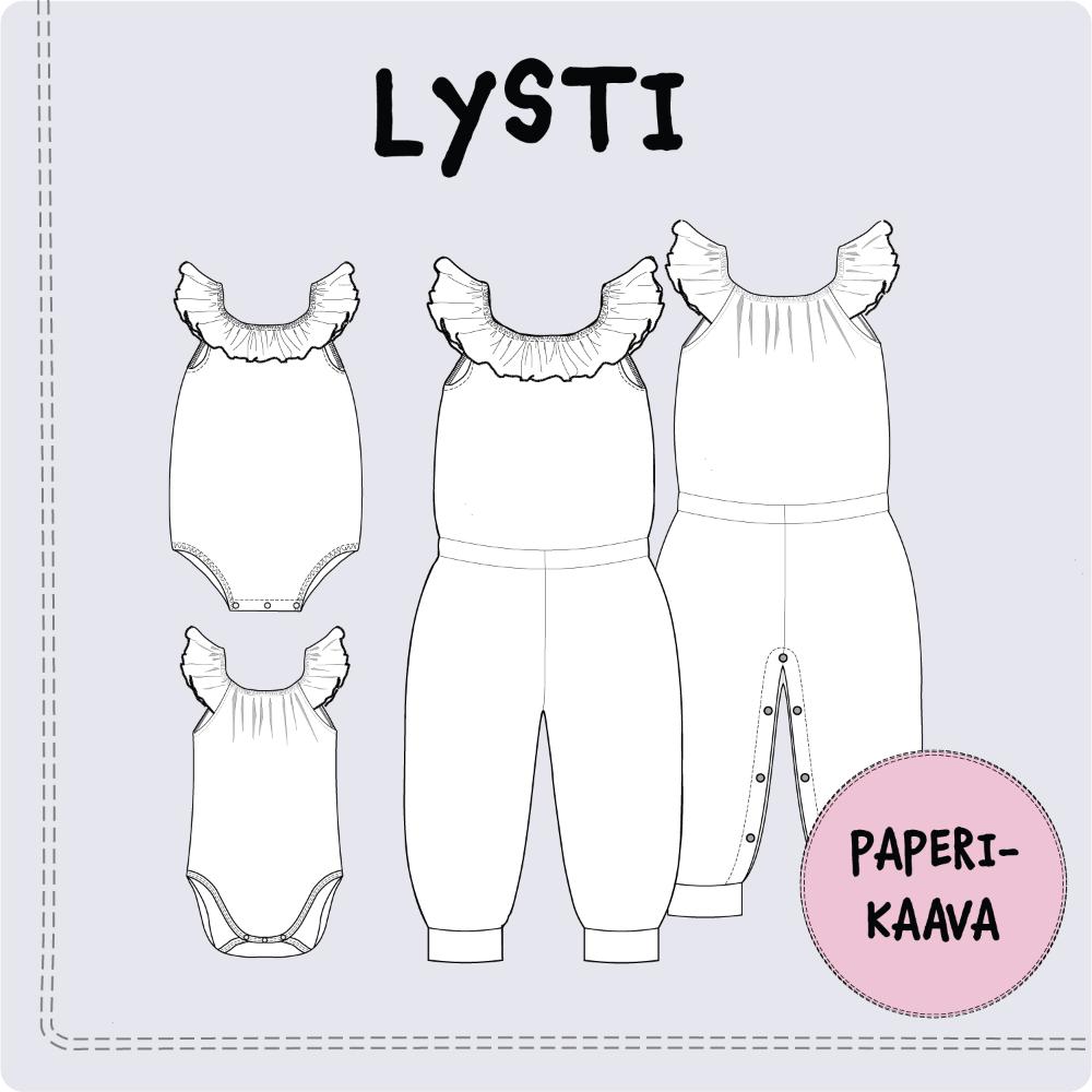 Paberlõige - satsidega romper ja body LYSTI, suurus 62-110