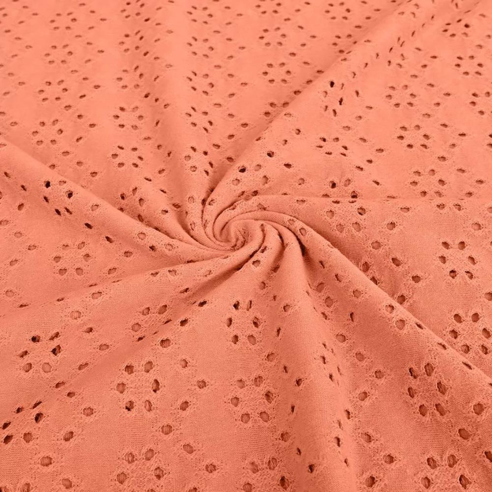 Broderii trikotaaž, korallroosa