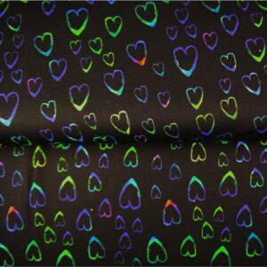 Dressikangas, värvilised südamed mustal