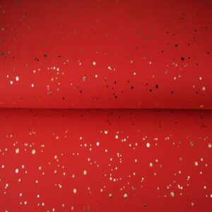 Trikotaaž, kuldsete fooliumtäppidega, punane