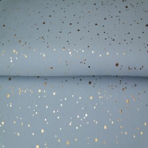 Trikotaaž, kuldsete fooliumtäppidega, helesinine