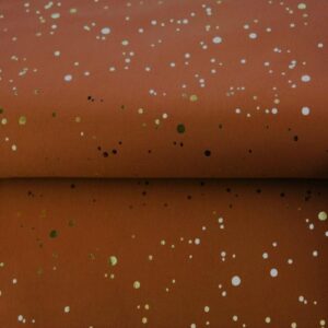 Trikotaaž, kuldsete fooliumtäppidega, pruun