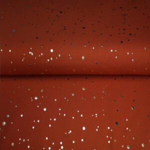 Trikotaaž, kuldsete fooliumtäppidega, telliskivipruun