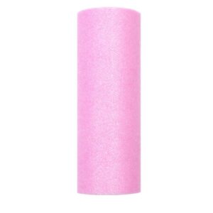 Glittertüll rullis, 15 cm x 9 m, roosa