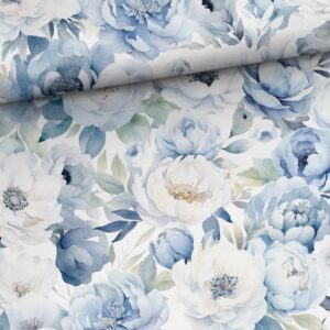 Trikotaaž - helesinised pojengid ja anemoonid