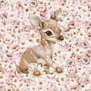 Dressikangast paneel, 40x50 cm, hirv pojengide ja karikakardega