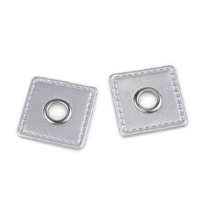 Kunstnahast aplikatsioon avaga, nelinurkne, hõbedane