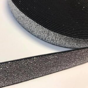 Sädelev kumm, 20 mm, must, hõbedase metallikniidiga