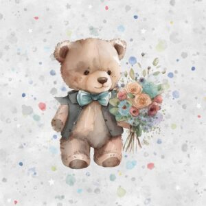 Dressikangast paneel, 40x50 cm, karu lilledega