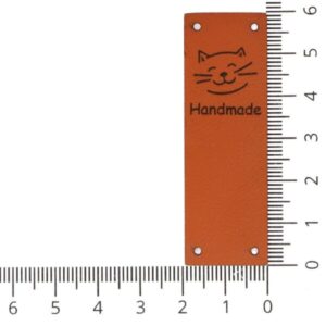 Õmmeldav aplikatsioon, Handmade kassiga, pruun, piklik