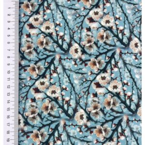 Viskoostrikotaaž - kirsiõied sinisel