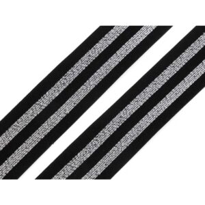 Dekoratiivne kumm, must hõbedaste triipudega, 40 mm