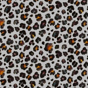 Trikotaaž - loomamuster, hall, GOTS