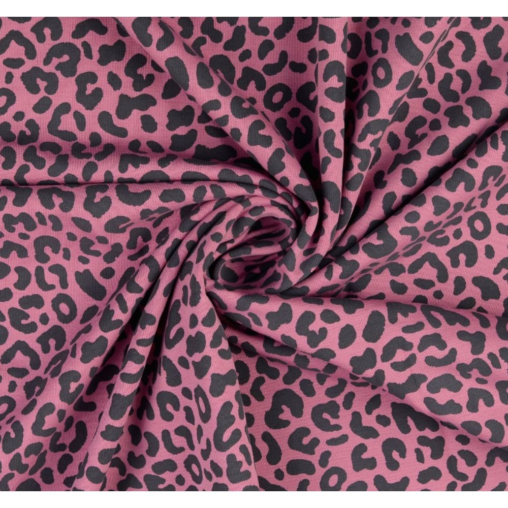 Trikotaaž - loomamuster, tume vanaroosa - Image 2