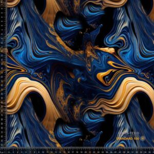 Trikotaaž - marmormuster, tumesinine kuldsega