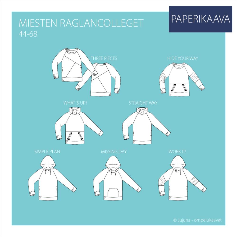 Paberlõige - meeste raglaanlõikega dressipluus, suurus 44-68