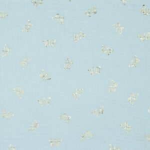 Musliin - 2-kihiline, kuldsete liblikatega, helesinine