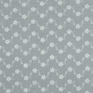 Musliin - 2-kihiline, tikitud lilledega, hall