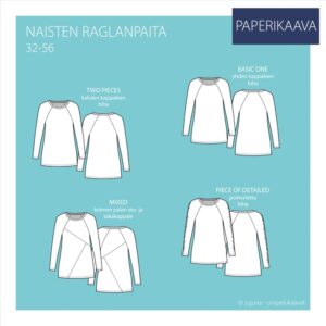 Paberlõige - naiste raglaanlõikega pluusid, suurus 32-56