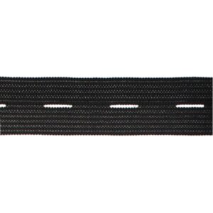 Nööpaukudega kumm, 16 mm, must