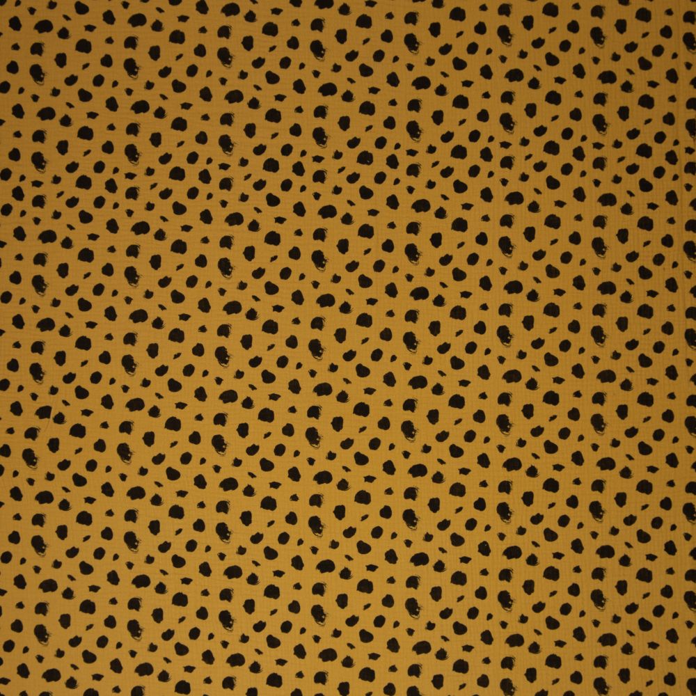 Musliin - 2-kihiline, mustade laikudega, sinepikollane