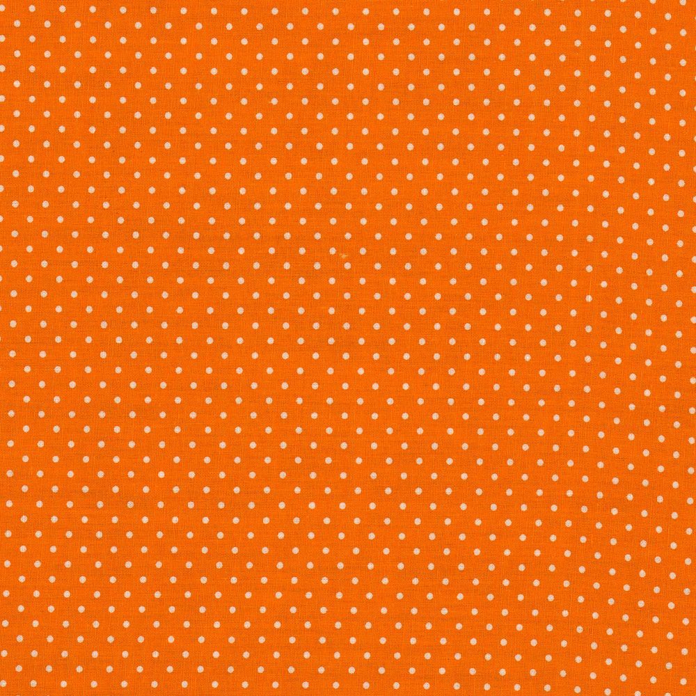 Puuvillapopliin, valgete täppidega, oranž