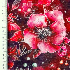 Dressikangas, paks, uhutud, suured lilled tumepunasel