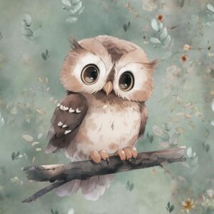 Dressikangast paneel, 40x50 cm, öökull rohelisel